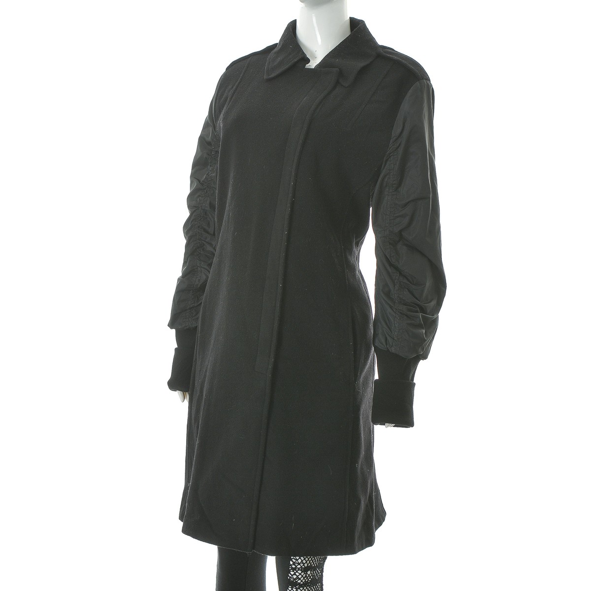 Manteau Long Femme Marc Cain - Mélange Laine Cachemire (70/10/20), Noir, Taille N6, Très Bon état