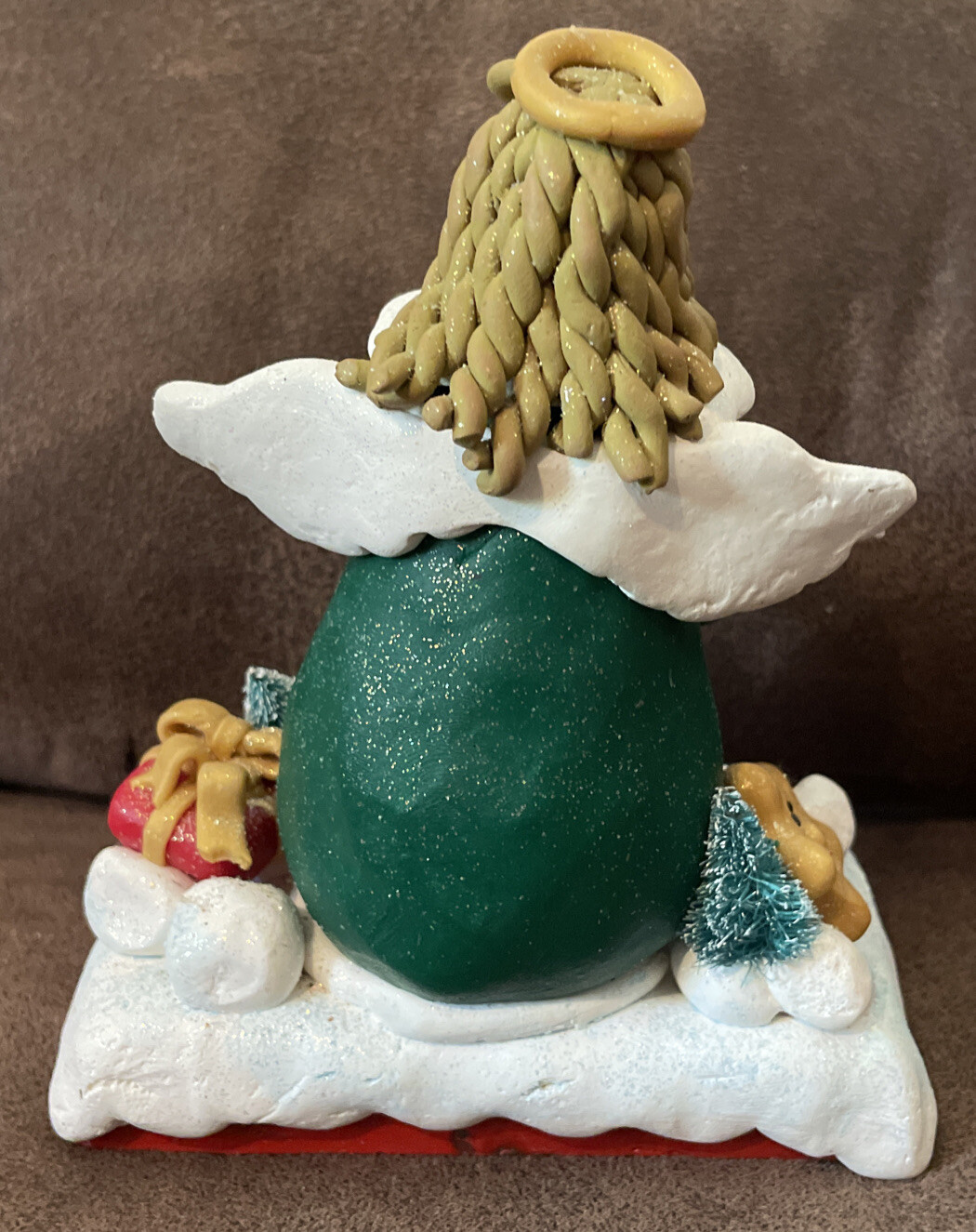 HEAVY ANGEL STOCKING HOLDER CAST IRON METAL BASE 6" TALL BASE IS 4 1/2