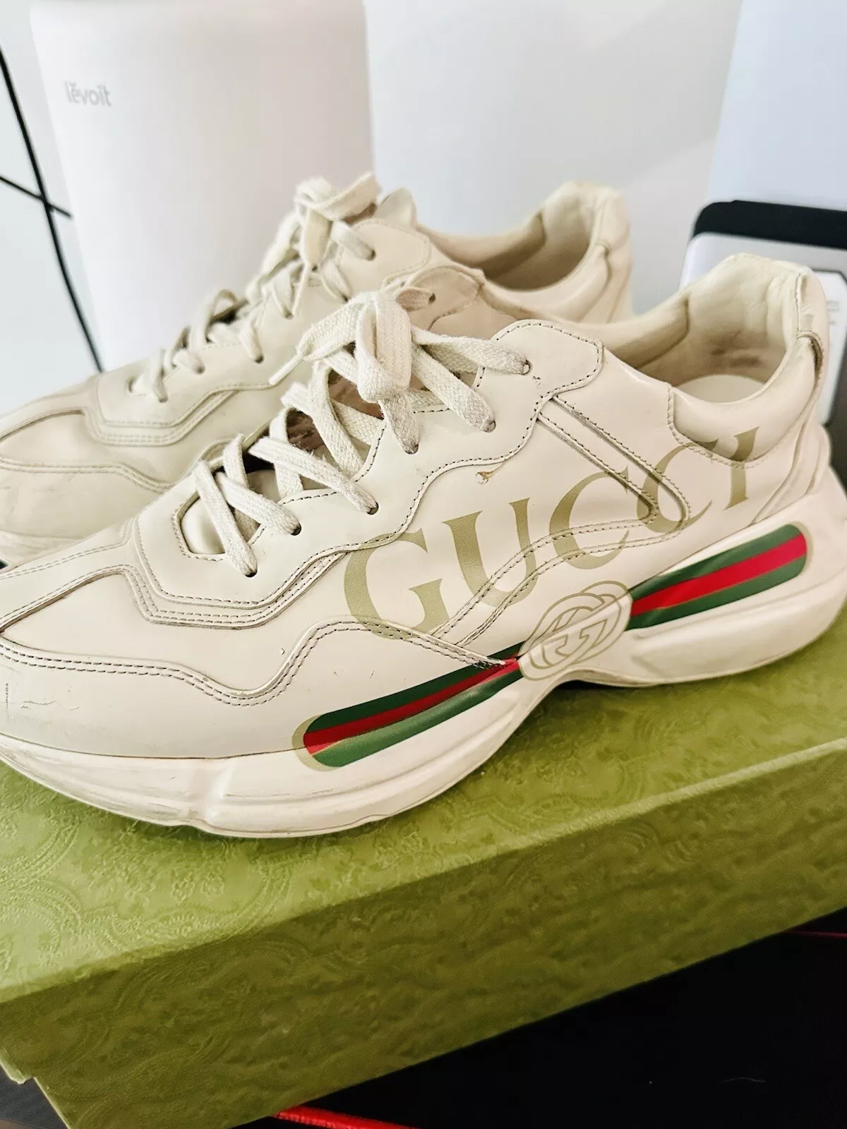 Baskets en cuir logo Gucci Rhyton