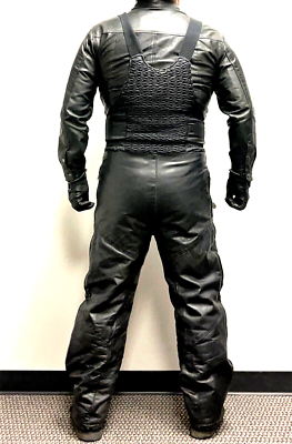 Choko Canada Racing Black Biker Bib Overall Leather Pants Medium