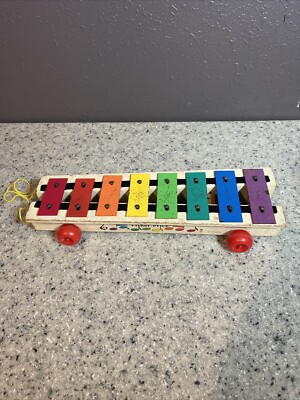 #ad Xylophone Pull Toy Vintage 1964 1978 Fisher Price Pull A Tune #870 $5.99