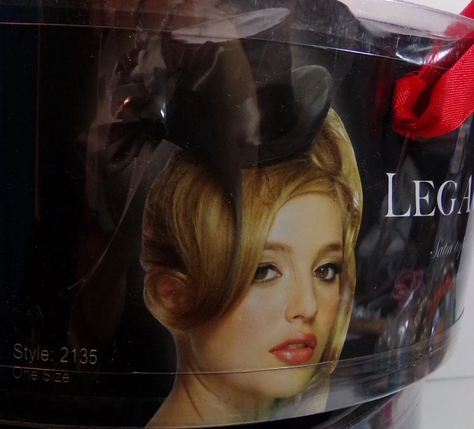 Nuevo disfraz Leg Avenue negro satinado sombrero con flores y moño Foto 3 de 4