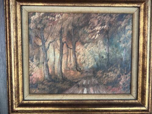 Vintage Framed Oil Painting Landscape Trees Woods Artist Signed Morrow Original - Picture 2 of 24