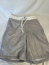 OP Mens Sz 28/30 Gray White Swim Trunks Shorts