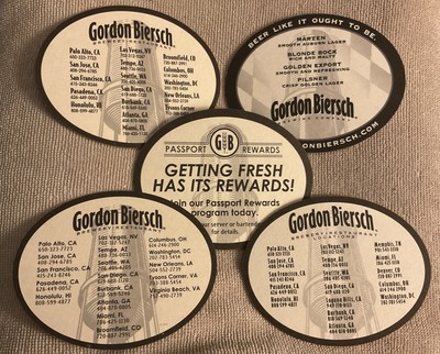 Gordon Biersch Brewery Beer Coaster, Set Of 5