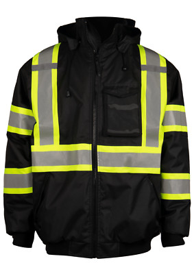 Black Series Reflective Insulated Safety Bomber Jacket Free Shipping