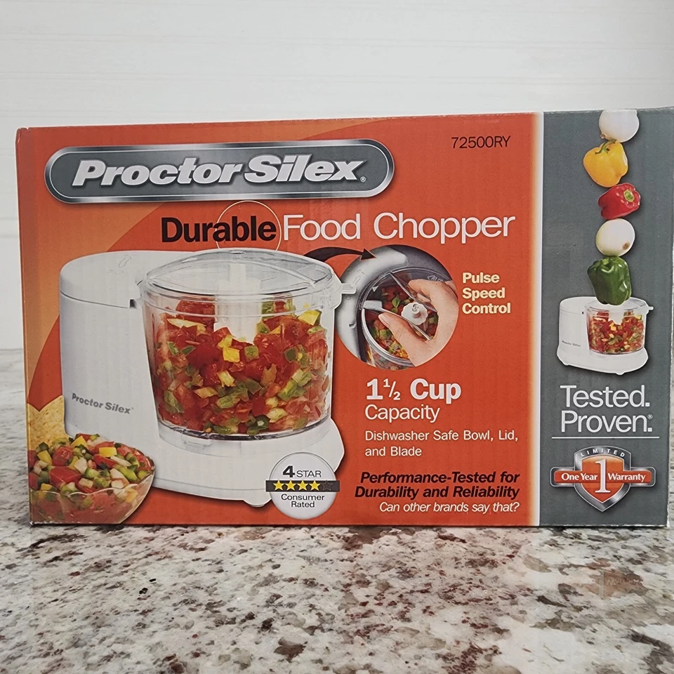 Proctor Silex 72500RY 1.5 Cup Durable Food Chopper Processor, White, New In Box - Image 2 of 4