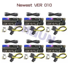 6Pcs USB 3.0 PCIE Riser Card X16 Extender Adapter 010S Plus SATA 15pin to 6pin