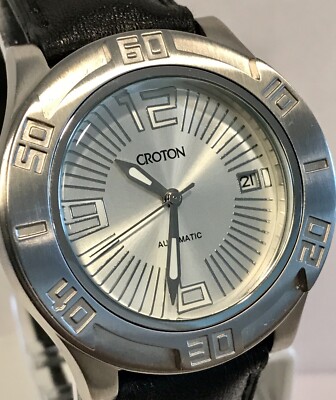 38mm Auto | Cushion Modern Design | Silvertone Case & Dial | CROTON Mens Watch
