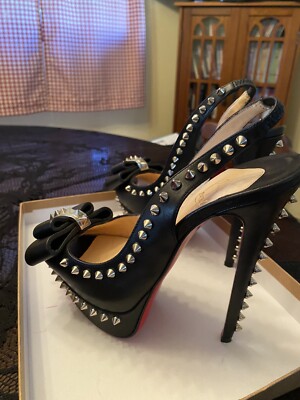 Christian Louboutin Black Lady Clou 150 Bowed spikes Slingback