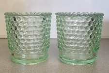 Vintage Hobnail Votive Candle Holder Spring Green Translucent SET of 2