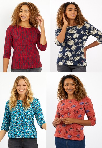 Weird Fish Women Round Neck Cotton 3/4 