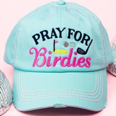 KBETHOS Blue ''Pray For Birdies'' Golf Theme Distressed Ball Cap Hat NWT