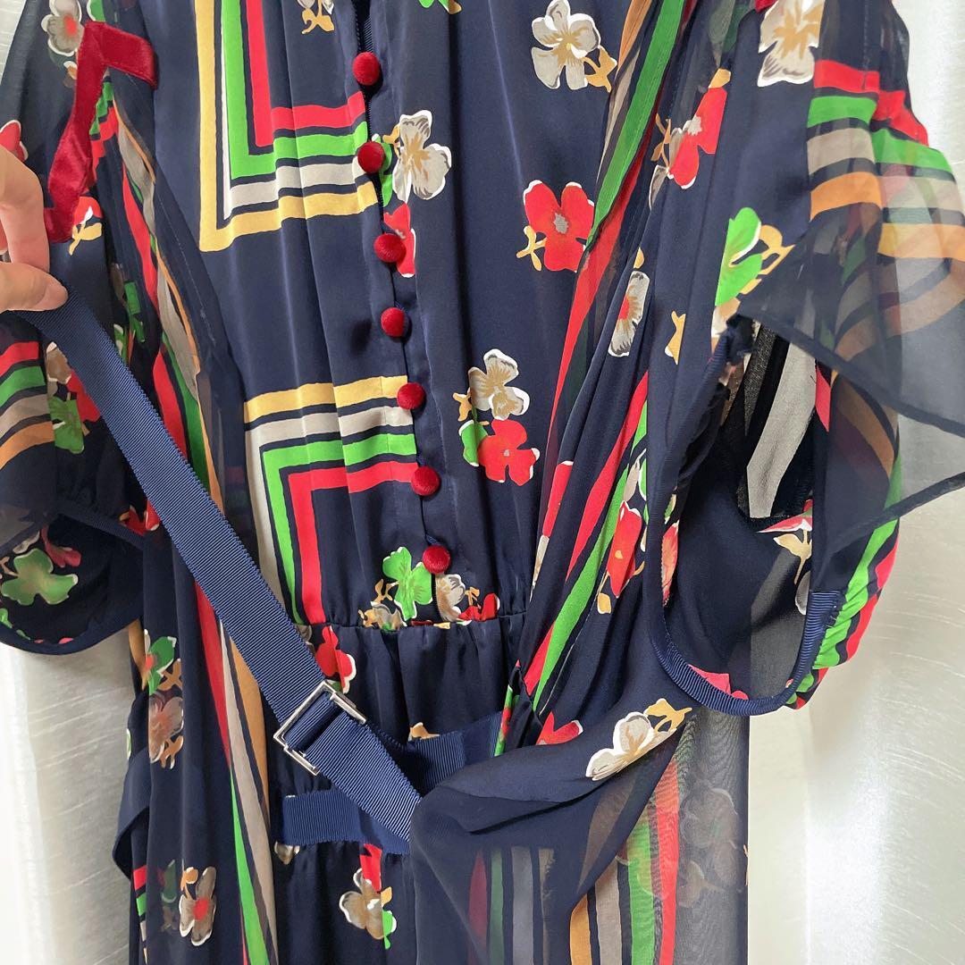 Used Sacai Floral Print Dress One-Piece Short Sleeve Women