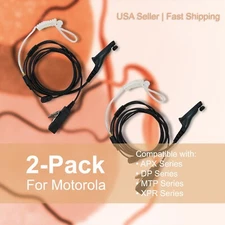 2x Acoustic (2-Wire) PTT Earpiece for Motorola Radios DEP570 XPR3500 MTP3550