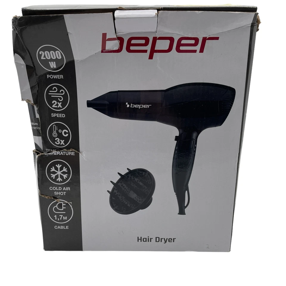 Haartrockner BEPER 40.979 Diffusor Konzentrator rutschfest 2000 W Schwarz B-WARE - Bild 1 von 1