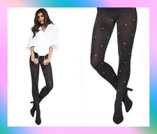 Mujeres Negras Sexy Semi Opacas Corazones Pequeños Patrón Adrian 40den Penny