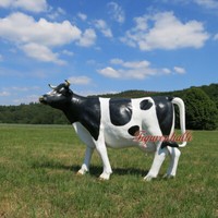 Kuh Figur Lebensgroß Tierfigur Deko Werbefigur Schwarzbunt Fleck Vieh Statue Neu