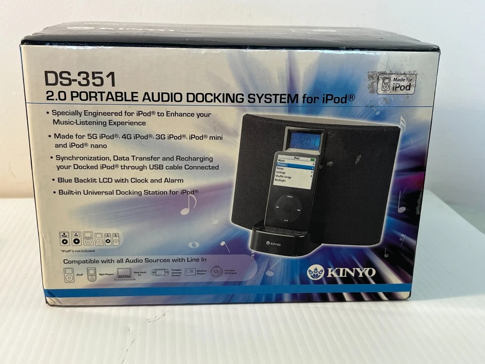 KINYO 2.0 PORTABLE AUDIO DOCKING SYSTEM FOR IPOD DS-351 NIB NEW - Image 3 of 4