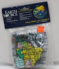 Earth Source NIP Inflatable World Earth Clear Globe-Geo Political #114 9" Sealed