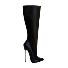 BOTAS NEGRAS GIOHEL READY SHIP ITALIA TACÓN ALTO EXTREMO CUERO RODILLA 37 A 44