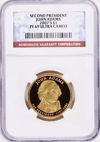 2007-S $1 John Adams $1 NGC PF 69 Ultra Cameo - PERFECT SLAB