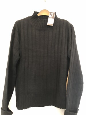KANGOL Women's Rib Turtle Neck Jumper UK Size 10 / Small - BLACK -