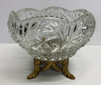 Vintage Loevsky & Loevsky Lead Crystal Pedestal Compote Bowl
