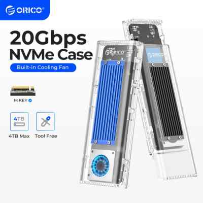 ORICO 20 Gbit/s M.2 NVME SSD-Gehäuse mit Lüfter, USB3.2 Gen 2 x 2 für Pcie M Key