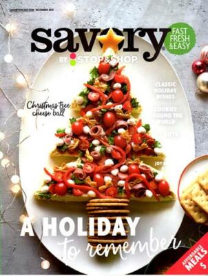 SAVORY MAGAZINE DEC 2021-CHRISTMAS TREE CHEESE BALL -COOKIES COOKING  RECIPES