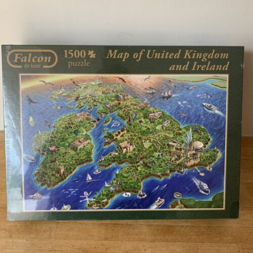 Mapa Wielkiej Brytanii i Irlandii Falcon Puzzle (1500 elementów) Nowe i zapieczętowane - Zdjęcie 1 z 2