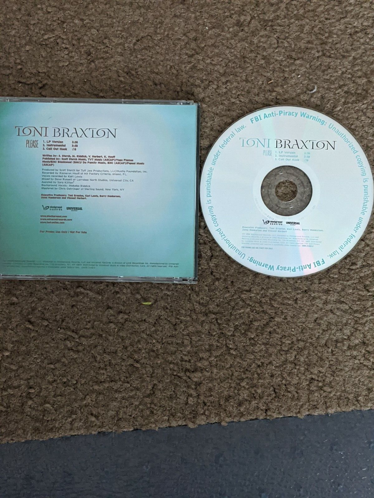 Toni Braxton "Please"! Rare Promo CD Single! Plays Great! Rare Promo Braxton CD!