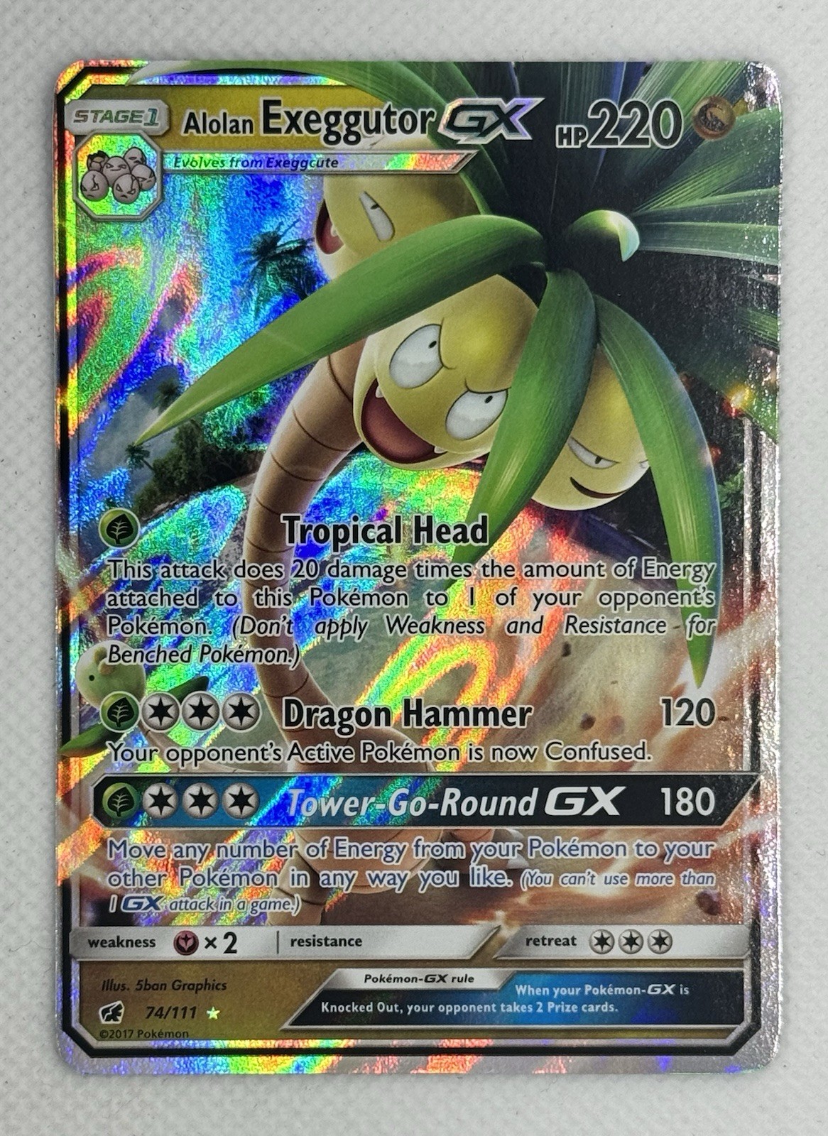 Pokemon Alolan Exeggutor GX Holo Ultra Rare SM - Crimson Invasion 74/111 NM