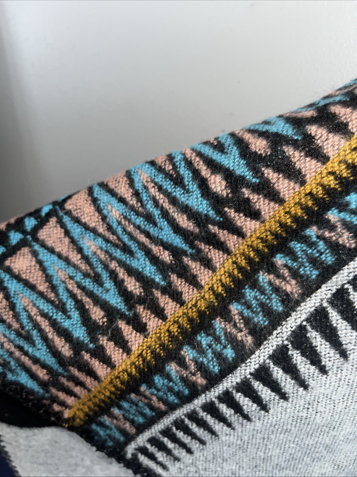 Black Gray & Multicolored Patterned Poncho Shawl … - image 6