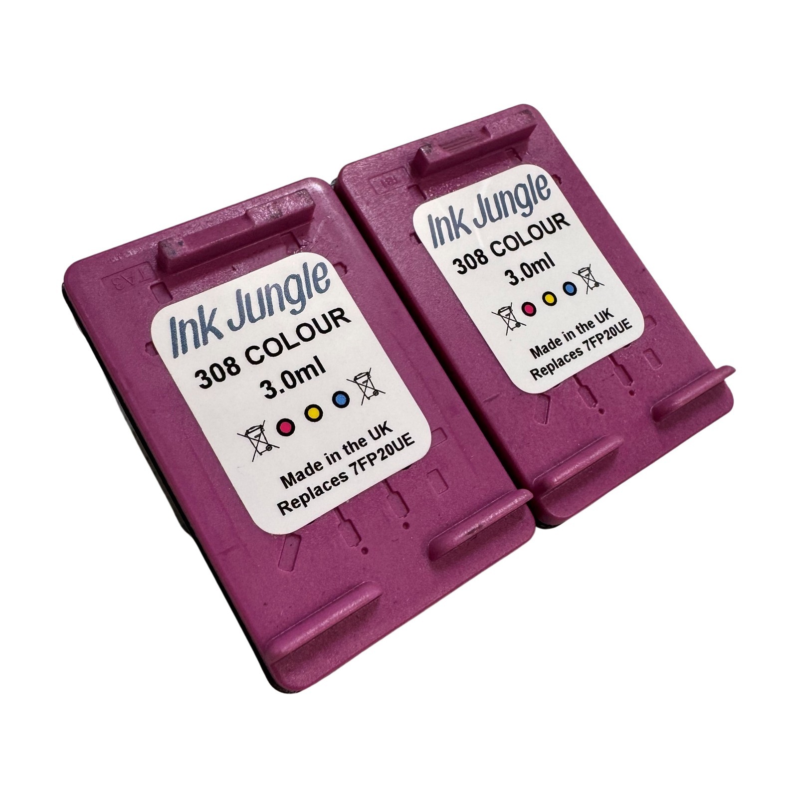 2x 308 Colour Refilled Ink Cartridges For HP Envy 6530 6530e 6532 6532e Printer