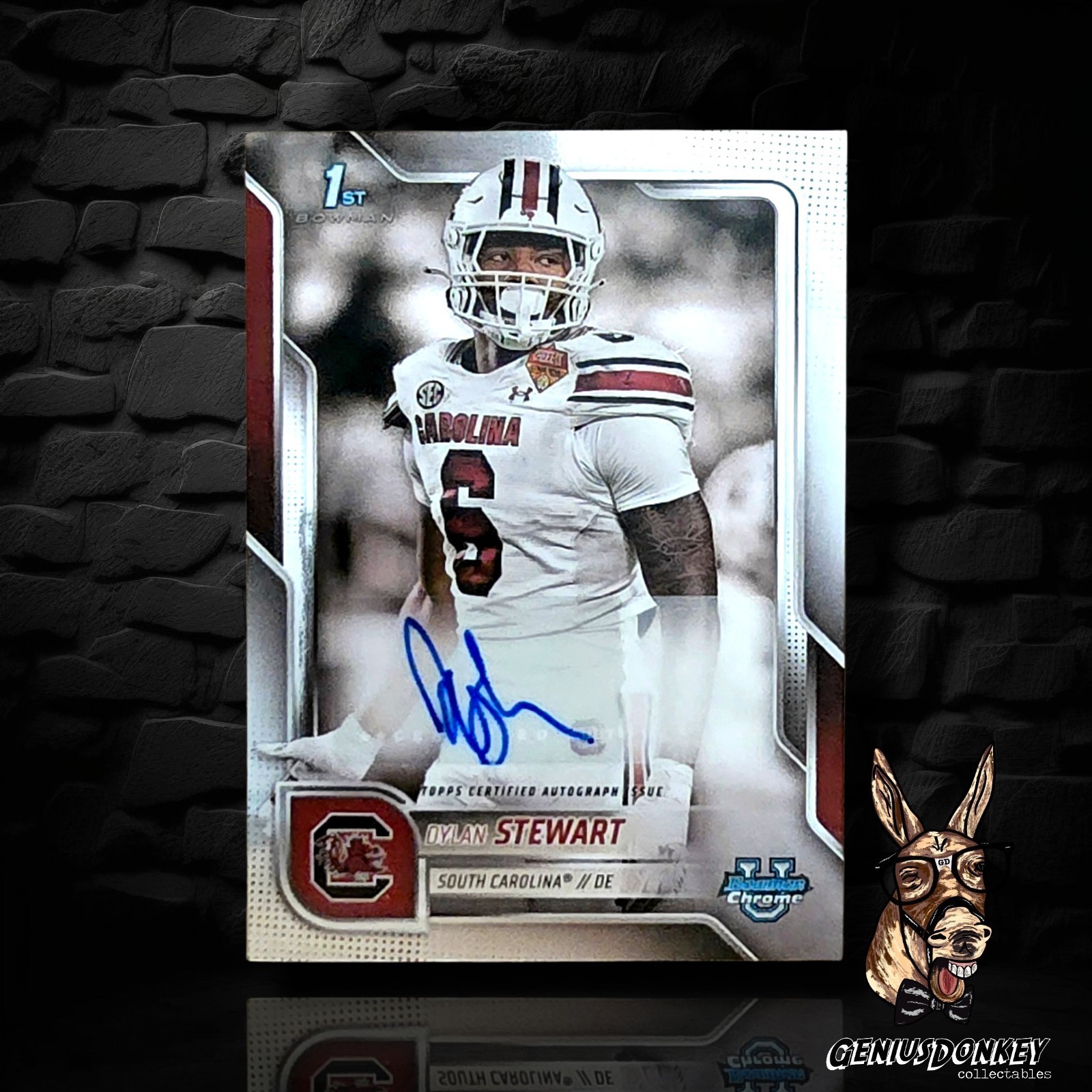 Dylan Stewart #BCA-DS 2025 Bowman University Chrome Sapphire Football Chrome Prospect Autographs