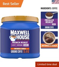 French Roast Dark Roast Ground Coffee - 25.6 oz Canister for Bold Flavor 11.87 per pound
