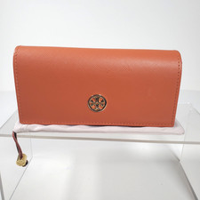 Tory Burch Sunglasses Case Orange Faux Leather Magnetic Gold Logo With Pouch