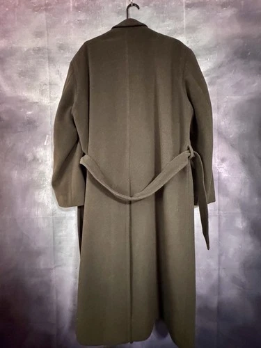 Vintage ZYLOS Cashmere Overcoat Green Men's 44L Yugoslavia W/ Bonus Italy Scarf image 4