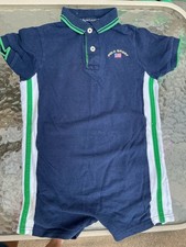 Vintage Ralph Lauren Polo Sport Flag Embroidered Romper sz 9-12 One Piece