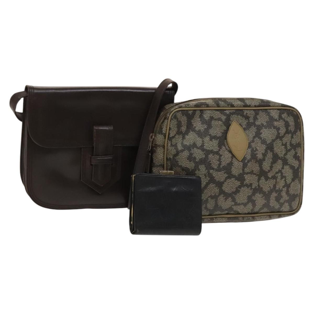 Borsa a tracolla SAINT LAURENT pelle PVC 3 set nero marrone beige originale bs26957