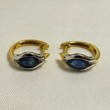 Saphir Brillanten Ohrringe 585 Gold Weiß/-Ge...