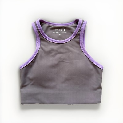 Wilo The Label Sports Bra XS Purple Gray Ribbed Racerback Crop