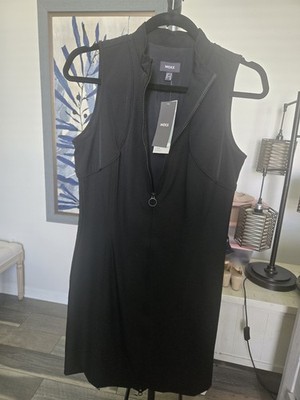 Mexx Black Sheath Dress Sleeveless Mock Neck Zip Knee Length EU 40 GB 14