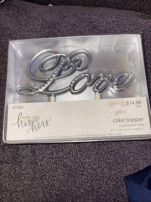 Studio His & Hers Cake Topper Wedding Sliver Studded Word Love