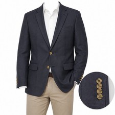 Brooks Brothers Blazer Jacket Regent Fit Mens 40L Navy Blue Wool Office Preppy