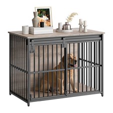Dog Crate Furniture, 36.6" Heavy Duty Dog Kennel with Sliding Barn Door, Wood...