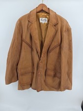 Vtg Scully Men's Brown Soft Lamb Leather Western Whipstitch Jacket Blazer Sz 46