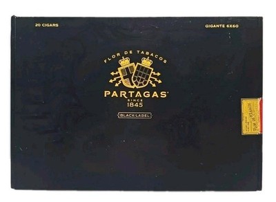 Empty Partagas Cigar Box Black Label 2.25x6.63x9.63'' Rectangle
