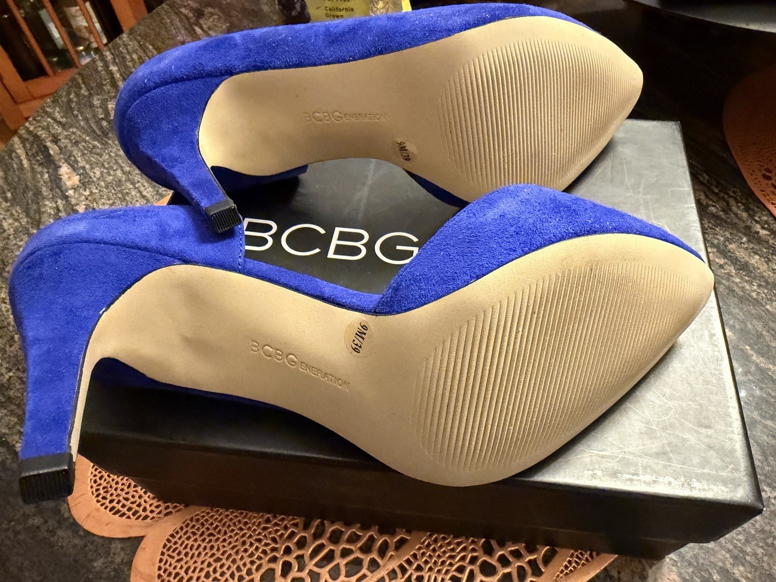BCBGeneration Blue Suede D'Orsay Pointed Toe Stiletto Pumps Slip On 9 M ...